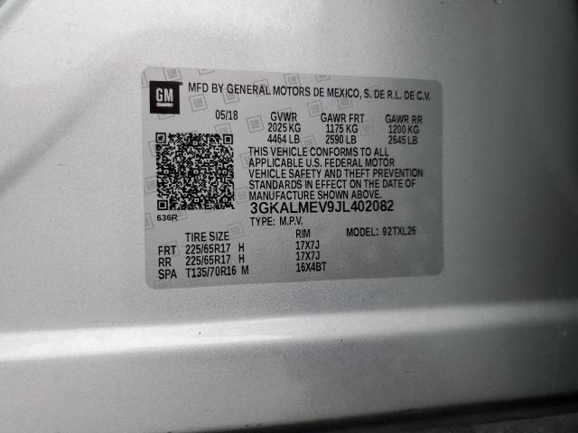 3GKALMEV9JL402082 - 2018 GMC TERRAIN SLE SILVER photo 12