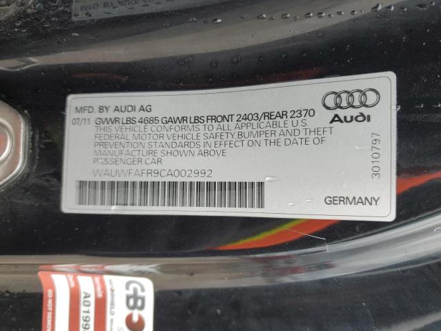 WAUWFAFR9CA002992 - 2012 AUDI A5 PRESTIGE BLACK photo 12