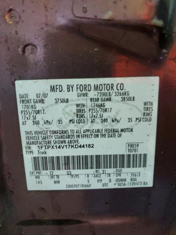 1FTPX14V17KD44182 - 2007 FORD F150 GRAY photo 12