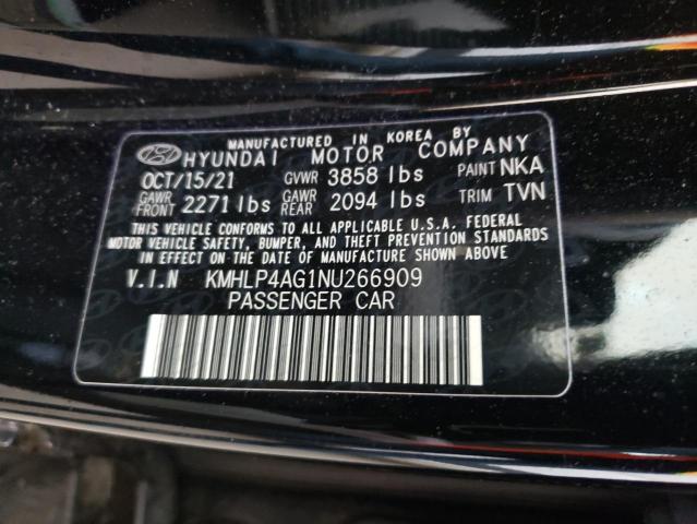 KMHLP4AG1NU266909 - 2022 HYUNDAI ELANTRA LIMITED BLACK photo 13