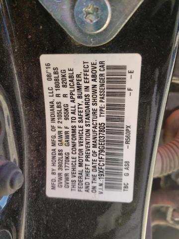 19XFC1F79GE037805 - 2016 HONDA CIVIC EXL შავი ფოტო 12