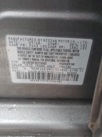 3N1AB7AP7KY236482 - 2019 NISSAN SENTRA S GRAY photo 12