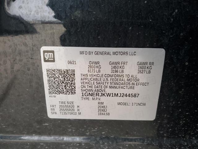 1GNERJKW1MJ244587 - 2021 CHEVROLET TRAVERSE RS GRAY photo 13