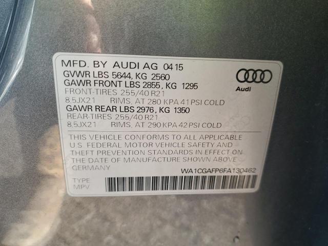 WA1CGAFP6FA130462 - 2015 AUDI SQ5 PREMIUM PLUS GRAY photo 12