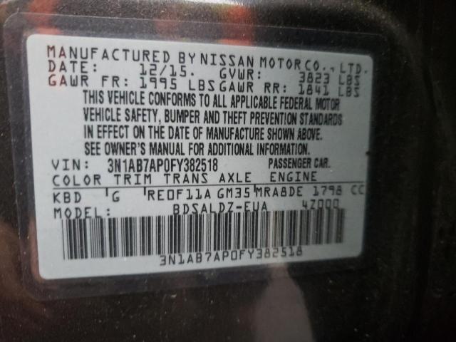 3N1AB7AP0FY382518 - 2015 NISSAN SENTRA S GRAY photo 12