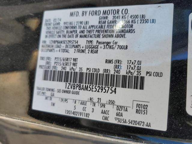 1ZVBP8AM5E5295754 - 2014 FORD MUSTANG BLACK photo 12