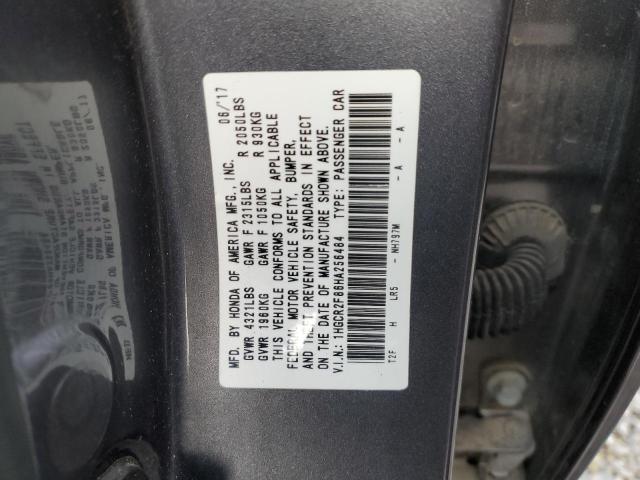 1HGCR2F86HA256484 - 2017 HONDA ACCORD EXL GRAY photo 12