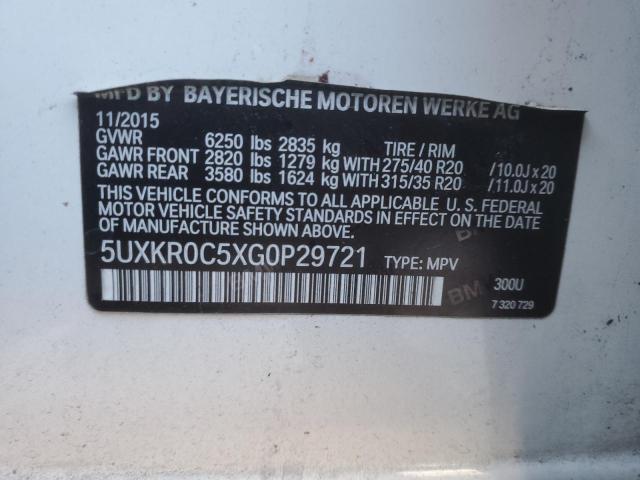 5UXKR0C5XG0P29721 - 2016 BMW X5 XDRIVE35I WHITE photo 14