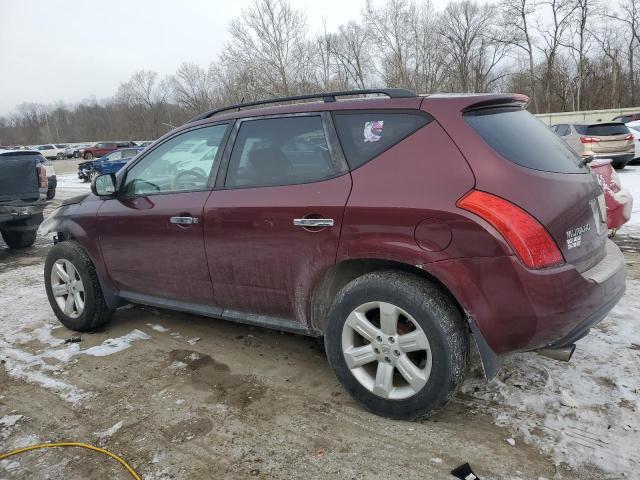 JN8AZ08W37W626785 - 2007 NISSAN MURANO SL MAROON photo 2