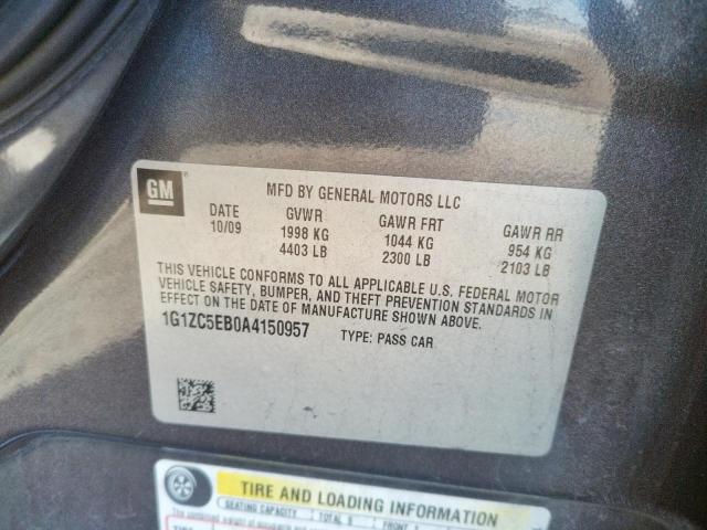 1G1ZC5EB0A4150957 - 2010 CHEVROLET MALIBU 1LT შავი ფოტო 13