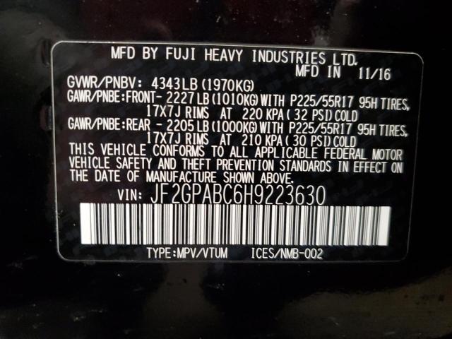 JF2GPABC6H9223630 - 2017 SUBARU CROSSTREK PREMIUM შავი ფოტო 12