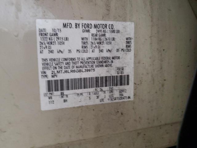 2LMTJ6LR6GBL39975 - 2016 LINCOLN MKX RESERVE Beige foto 12