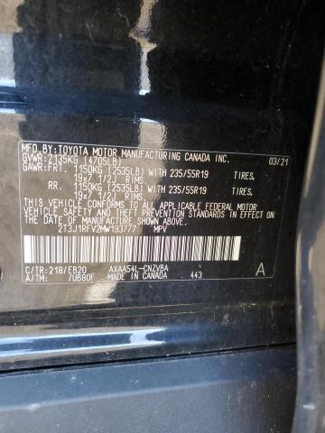 2T3J1RFV2MW193777 - 2021 TOYOTA RAV4 ADVENTURE BLACK photo 12