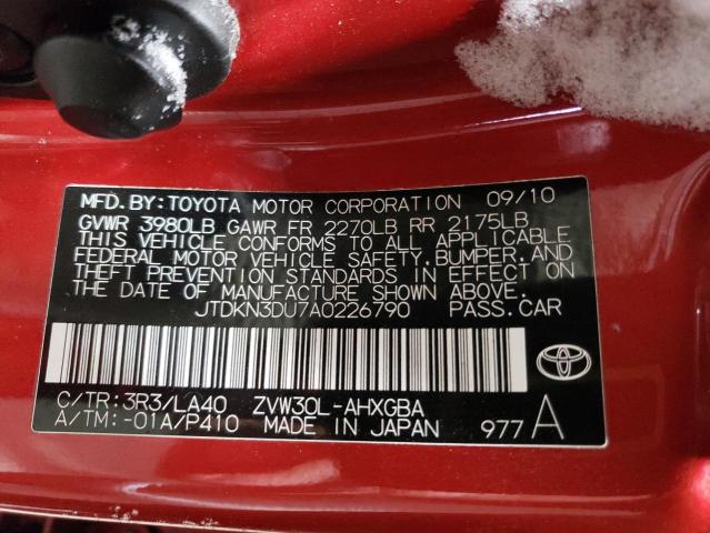 JTDKN3DU7A0226790 - 2010 TOYOTA PRIUS RED photo 12