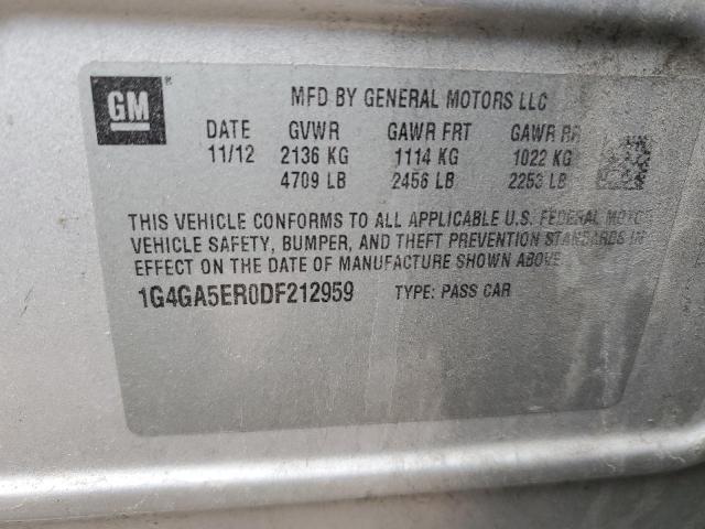 1G4GA5ER0DF212959 - 2013 BUICK LACROSSE SILVER photo 12