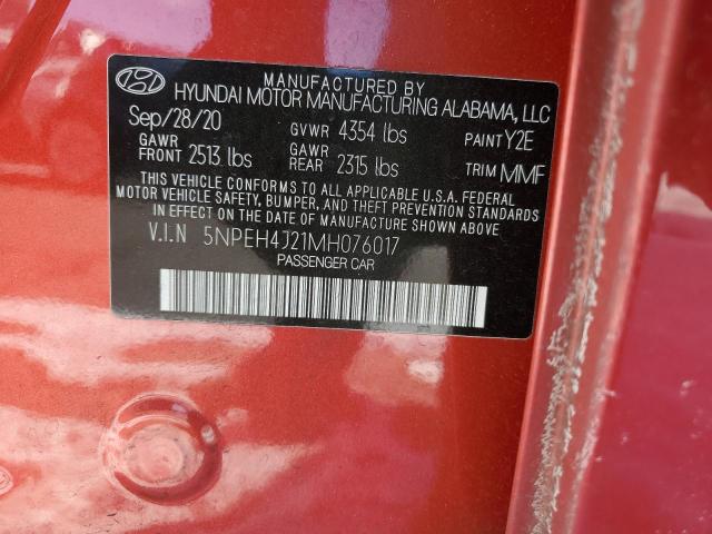 5NPEH4J21MH076017 - 2021 HYUNDAI SONATA LIMITED RED photo 12