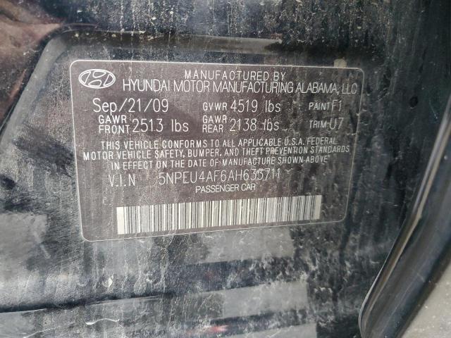 5NPEU4AF6AH633711 - 2010 HYUNDAI SONATA SE BLACK photo 12