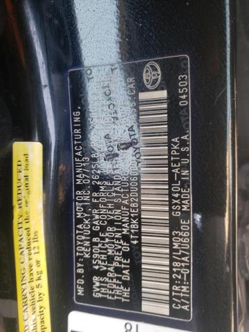 4T1BK1EB2DU060004 - 2013 TOYOTA AVALON BASE 黑色 照片 12