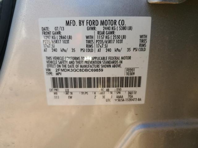 2FMDK3GC8DBC69859 - 2013 FORD EDGE SE SILVER photo 13