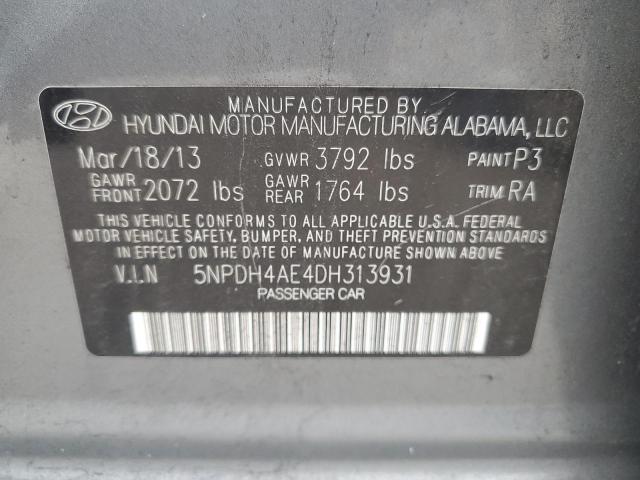 5NPDH4AE4DH313931 - 2013 HYUNDAI ELANTRA GLS GRAY photo 12