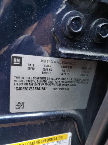 1G4GE5GV6AF301381 - 2010 BUICK LACROSSE CXS BLUE photo 12