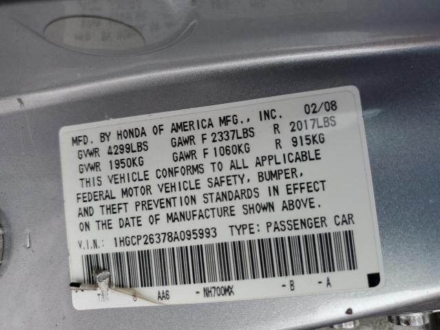 1HGCP26378A095993 - 2008 HONDA ACCORD LX SILVER photo 12