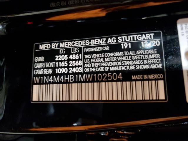 W1N4M4HB1MW102504 - 2021 MERCEDES-BENZ GLB 250 4MATIC BLACK photo 12