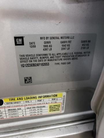 1G1ZC5EB2AF182653 - 2010 CHEVROLET MALIBU 1LT ვერცხლისფერი ფოტო 12