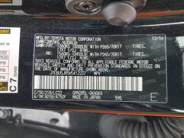 JTEBU5JR5H5412237 - 2017 TOYOTA 4RUNNER SR5/SR5 PREMIUM 黑色 照片 12
