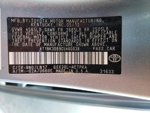 4T1BK3DB9CU460038 - 2012 TOYOTA AVALON BAS 蓝色 照片 13