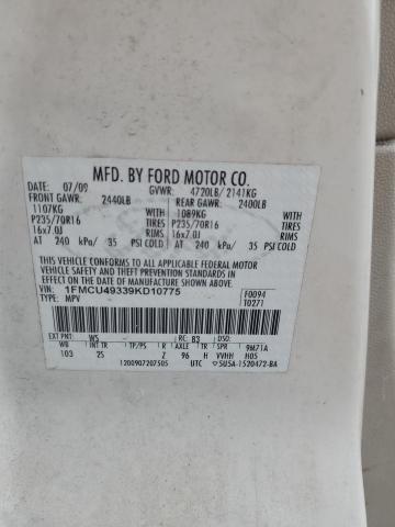 1FMCU49339KD10775 - 2009 FORD ESCAPE HYBRID WHITE photo 12