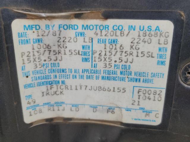 1FTCR11T7JUB66155 - 1988 FORD RANGER BLACK photo 13