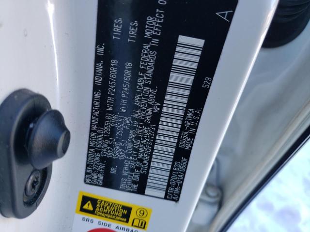 5TDJKRFH2FS113731 - 2015 TOYOTA HIGHLANDER XLE Білий фото 12