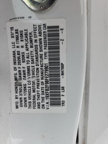 19XFB2F98FE279901 - 2015 HONDA CIVIC EXL WHITE photo 12