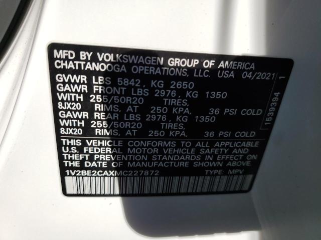 1V2BE2CAXMC227872 - 2021 VOLKSWAGEN ATLAS CROS SEL WHITE photo 13