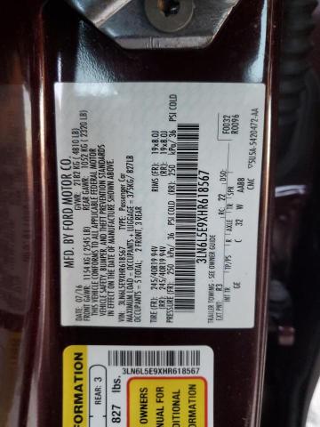 3LN6L5E9XHR618567 - 2017 LINCOLN MKZ RESERVE ბურგუნდია ფოტო 12