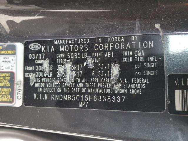 KNDMB5C15H6338337 - 2017 KIA SEDONA LX GRAY photo 13