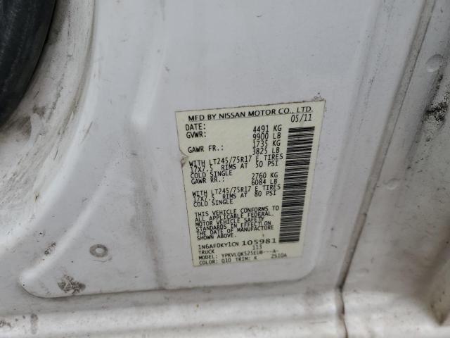 1N6AF0KY1CN105981 - 2012 NISSAN NV 2500 WHITE photo 13