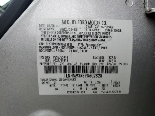 1LNHM93R89G602828 - 2009 LINCOLN MKS SILVER photo 13