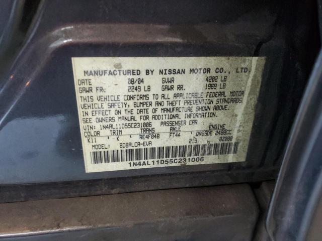 1N4AL11D55C231006 - 2005 NISSAN ALTIMA S GRAY photo 12