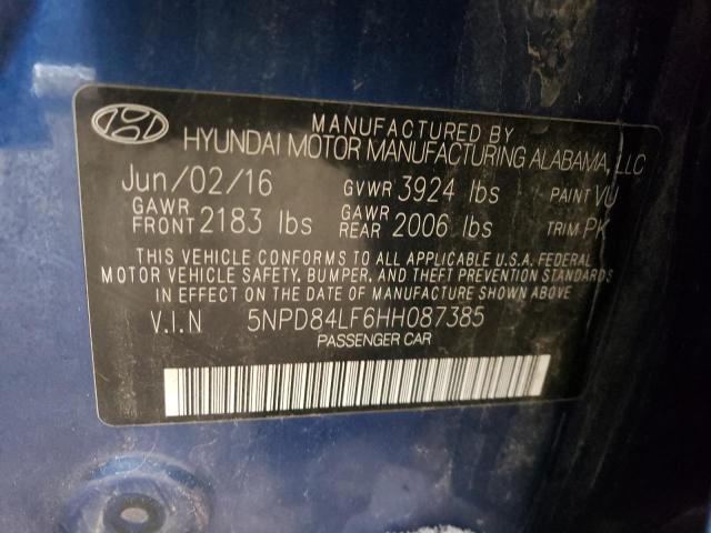 5NPD84LF6HH087385 - 2017 HYUNDAI ELANTRA SE BLUE photo 12