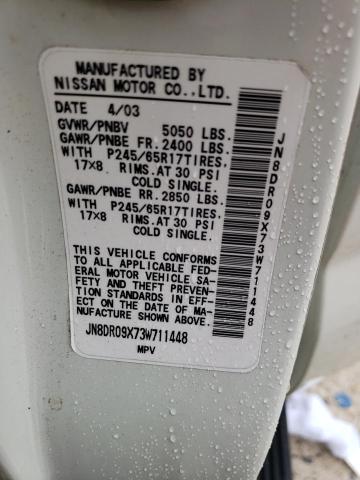 JN8DR09X73W711448 - 2003 NISSAN PATHFINDER LE თეთრი ფოტო 13