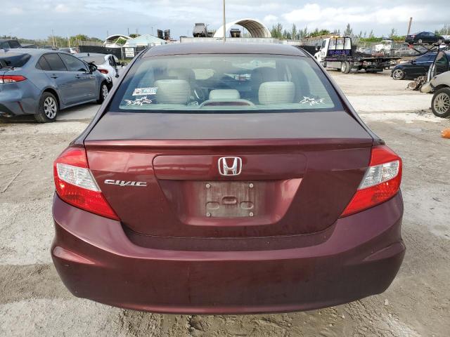 19XFB2F51CE105872 - 2012 HONDA CIVIC LX BURGUNDY photo 6