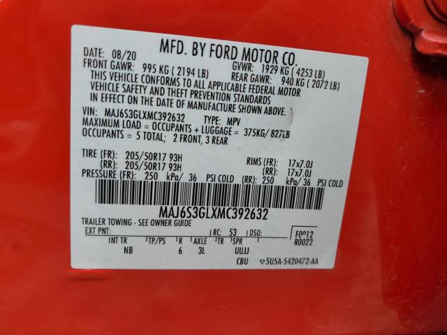 MAJ6S3GLXMC392632 - 2021 FORD ECOSPORT SE 红色 照片 13