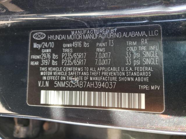 5NMSG3AB7AH394037 - 2010 HYUNDAI SANTA FE GLS BLUE photo 14