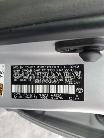 JTDKB20U293481219 - 2009 TOYOTA PRIUS SILVER photo 12