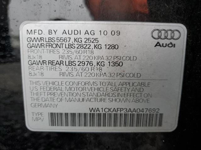 WA1CKAFP3AA047692 - 2010 AUDI Q5 PREMIUM BLACK photo 14