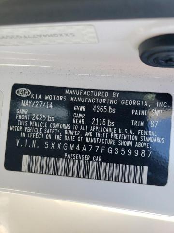 5XXGM4A77FG359987 - 2015 KIA OPTIMA LX WHITE photo 12