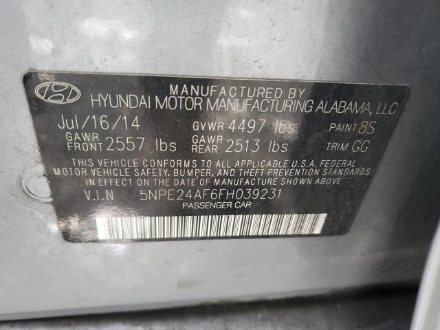 5NPE24AF6FH039231 - 2015 HYUNDAI SONATA SE SILVER photo 12