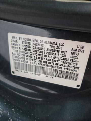 5FNRL38466B059782 - 2006 HONDA ODYSSEY EX BLACK photo 12